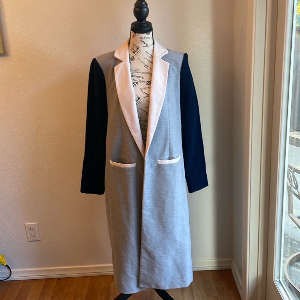 BLDWN heather grey colorblock long coat